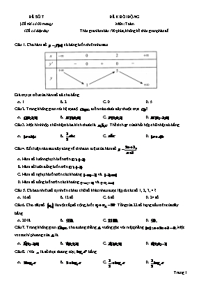 Đề thi thử Tốt nghiệp THPT môn Toán - Mã đề 07 - Năm học 2021 (Có đáp án)